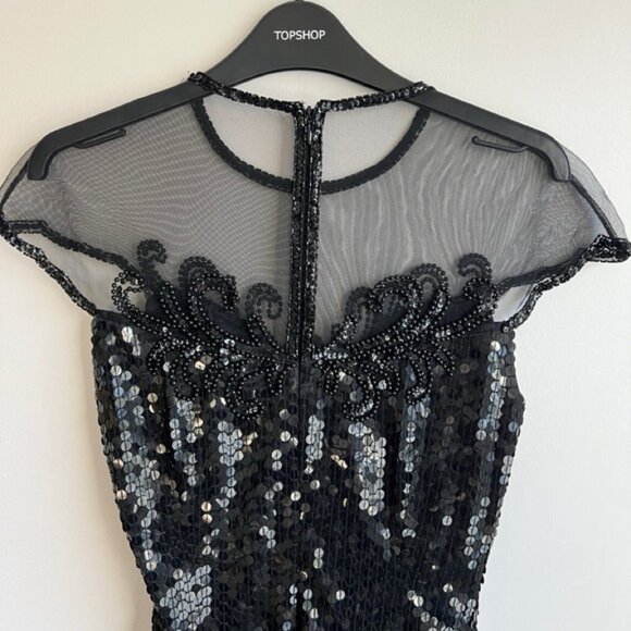 VINTAGE Lime Nite Black Sequin Mini Dress - Picture 3 of 4